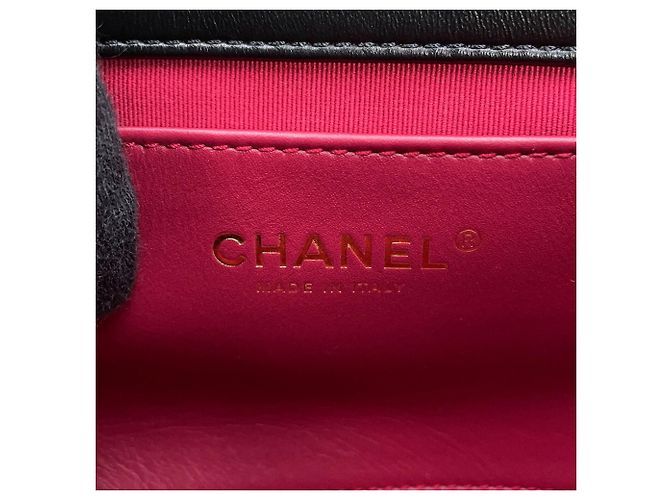 Borsa a tracolla con catena Chanel in lambskin nero - vista 15