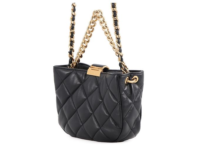 Borsa a tracolla con catena Chanel in lambskin nero - vista 2