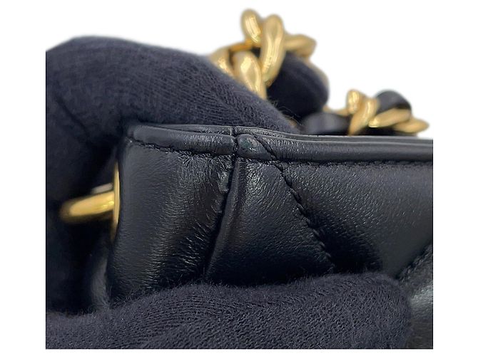Borsa a tracolla con catena Chanel in lambskin nero - vista 7