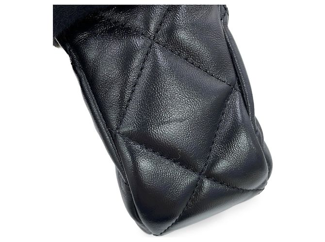 Borsa a tracolla con catena Chanel in lambskin nero - vista 8