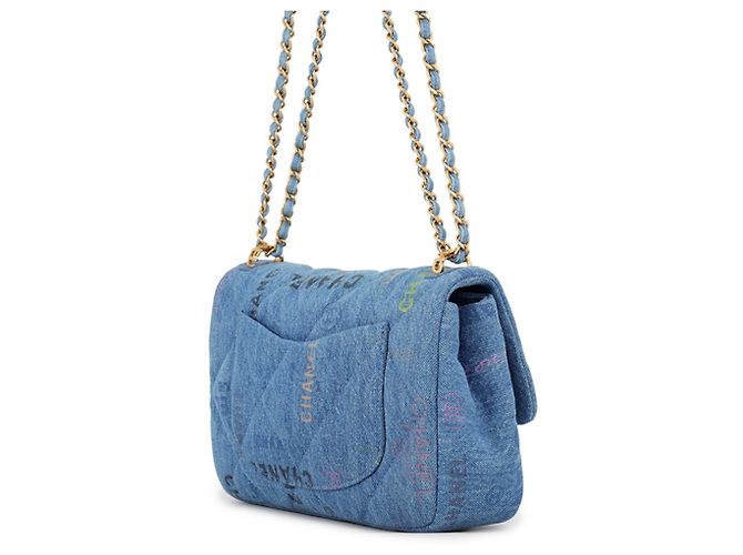 Borsa a spalla Chanel Matelassé Flap Small in denim - vista 2