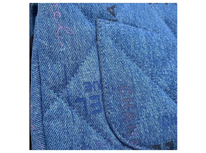 Borsa a spalla Chanel Matelassé Flap Small in denim - vista 9