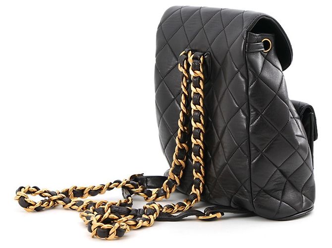 Zaino Chanel in pelle d'agnello nera - vista 2