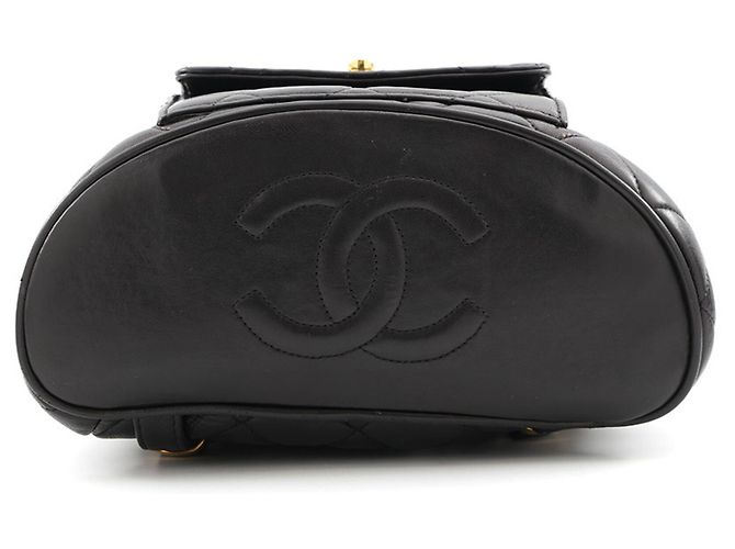 Zaino Chanel in pelle d'agnello nera - vista 3