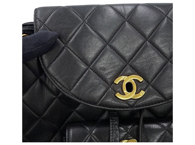 Zaino Chanel in pelle d'agnello nera - vista 6