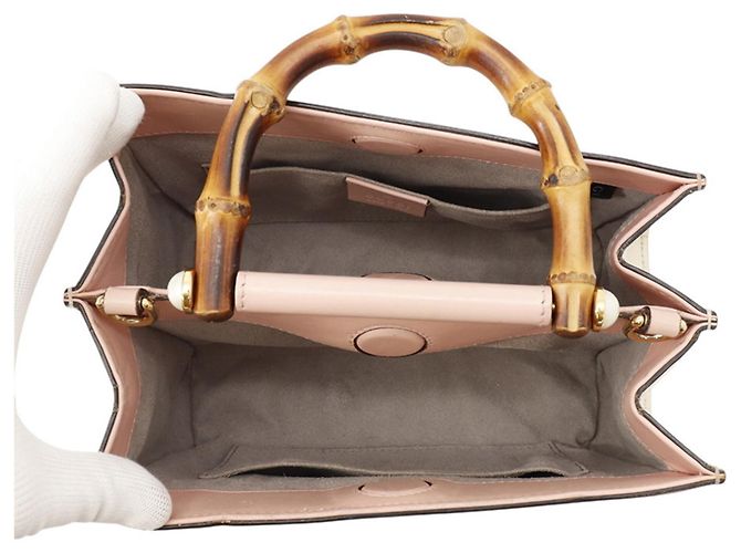 Bamboo Borsa a mano Gucci Nymphaea in pelle e bambù - vista 6