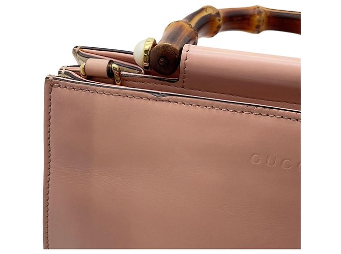 Bamboo Borsa a mano Gucci Nymphaea in pelle e bambù - vista 8