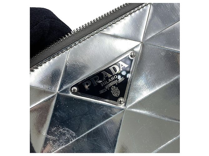 Borsa a mano Prada in pelle metallizzata - vista 13