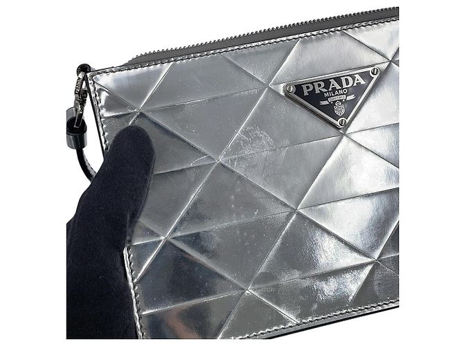 Borsa a mano Prada in pelle metallizzata - vista 6
