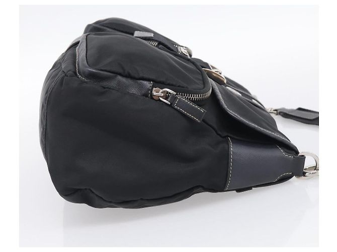 Double Prada Borsa a Tracolla Tessuto con Doppia Tasca Medium - vista 4