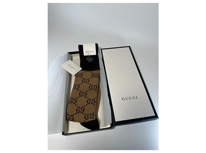 Gucci Lange Socken GG-Muster Beige Braun - Ansicht 2