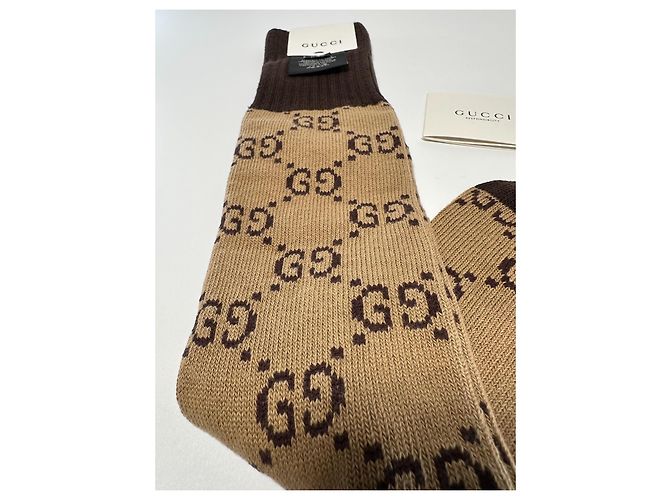 Gucci Lange Socken GG-Muster Beige Braun - Ansicht 6