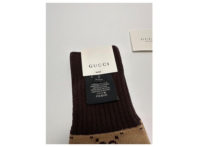 Gucci Lange Socken GG-Muster Beige Braun - Ansicht 7
