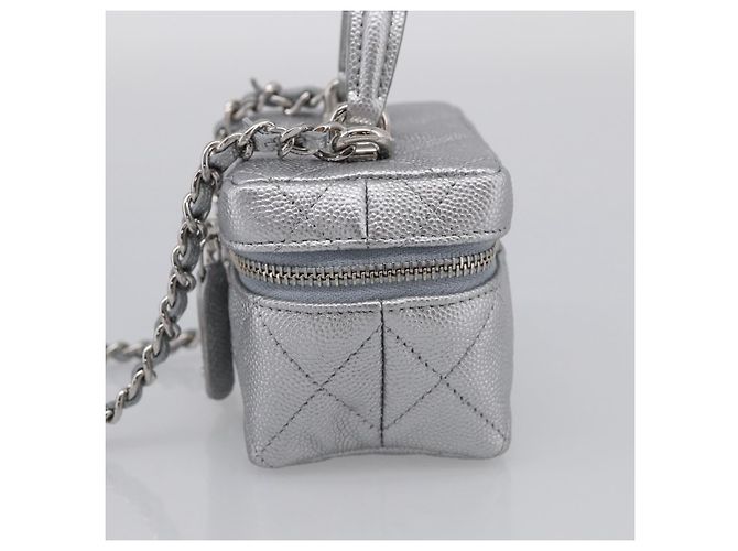 Chanel Classic Top Handle Vanity Case mit Kette aus gestepptem Lammleder Mini - Ansicht 4