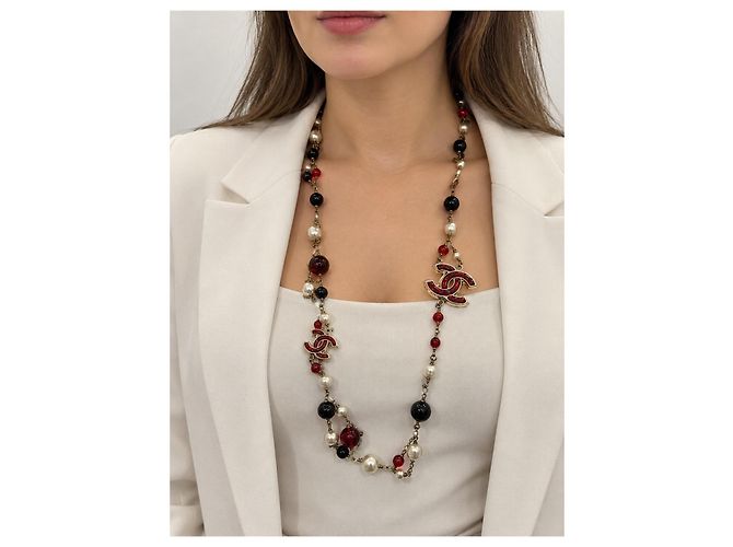 Collana lunga Chanel CC con perle - vista 4