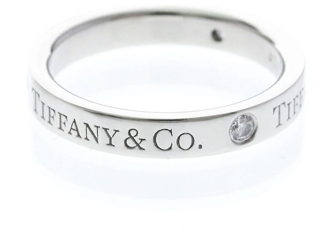 Tiffany & Co. Anello Logo in Platino e Diamanti 4mm - vista 4