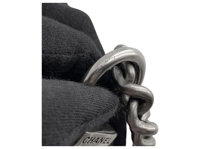 Borsa a tracolla Chanel Black Matelassé con catena - vista 14