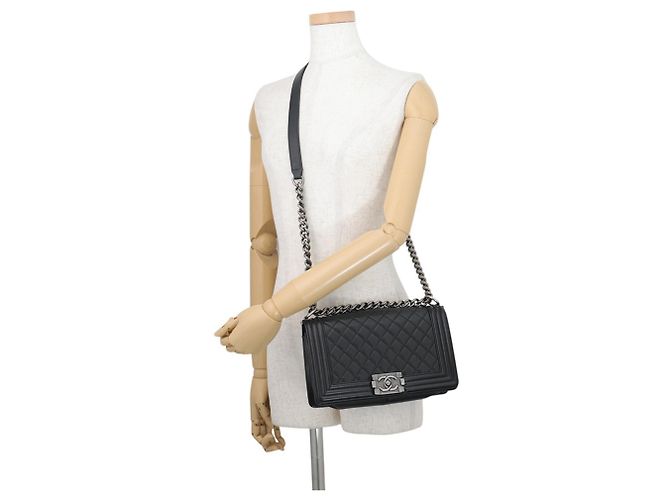 Borsa a tracolla Chanel Black Matelassé con catena - vista 5