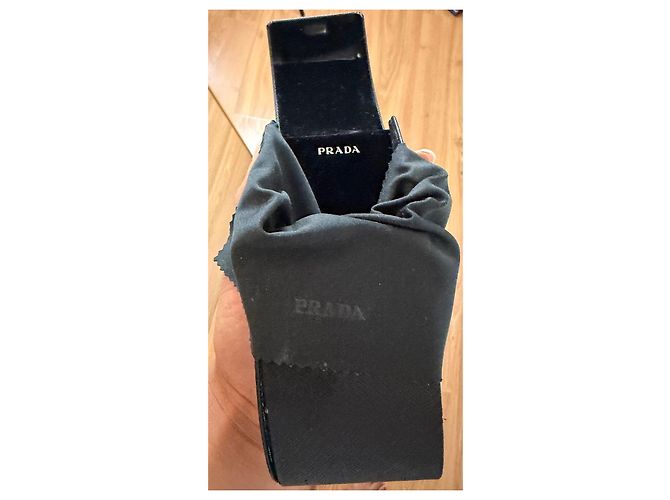Prada Gafas de sol rectangulares de acetato negro - vista 10