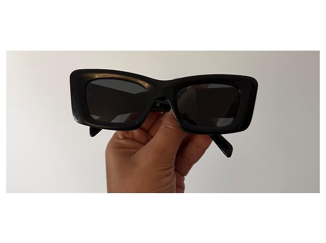 Prada Gafas de sol rectangulares de acetato negro - vista 4