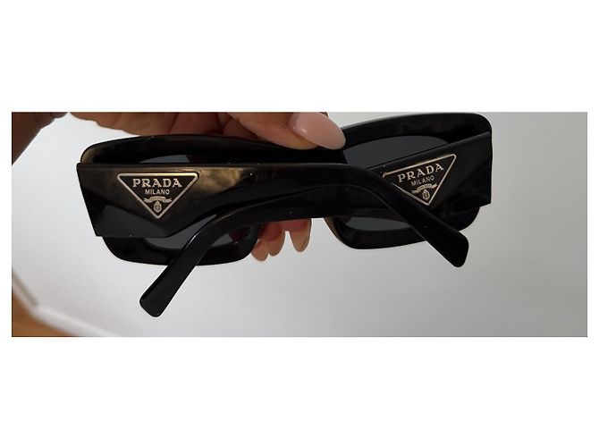 Prada Gafas de sol rectangulares de acetato negro - vista 5
