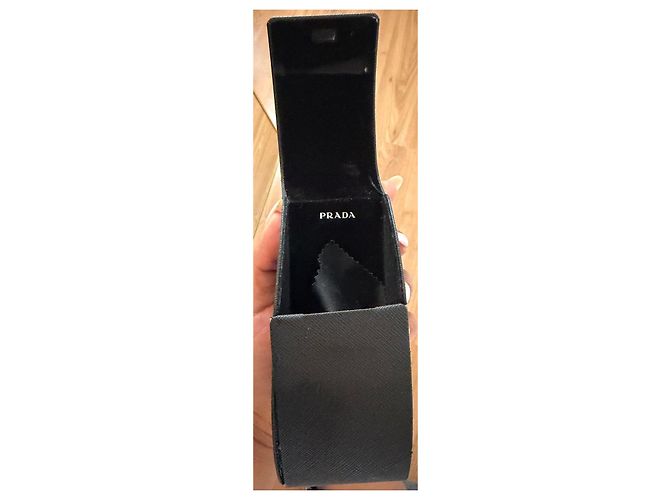 Prada Gafas de sol rectangulares de acetato negro - vista 9