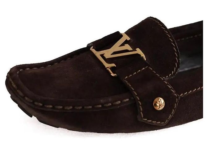 Mocassini Louis Vuitton Marroni Camoscio Taglia 38 - vista 4