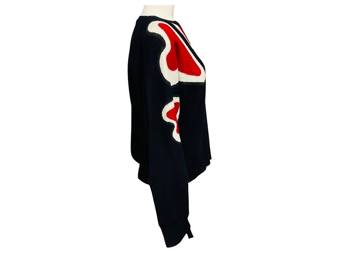 Stella Mc Cartney Stella McCartney Wollstrick-Pullover mit Herzmuster in Navyblau / Weiß / Rot - Ansicht 2
