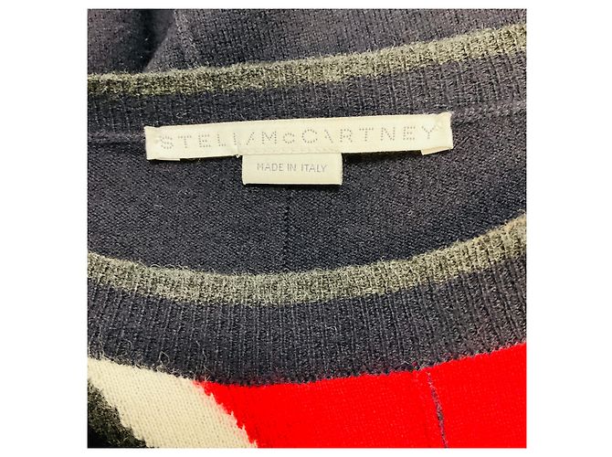 Stella Mc Cartney Stella McCartney Wollstrick-Pullover mit Herzmuster in Navyblau / Weiß / Rot - Ansicht 5