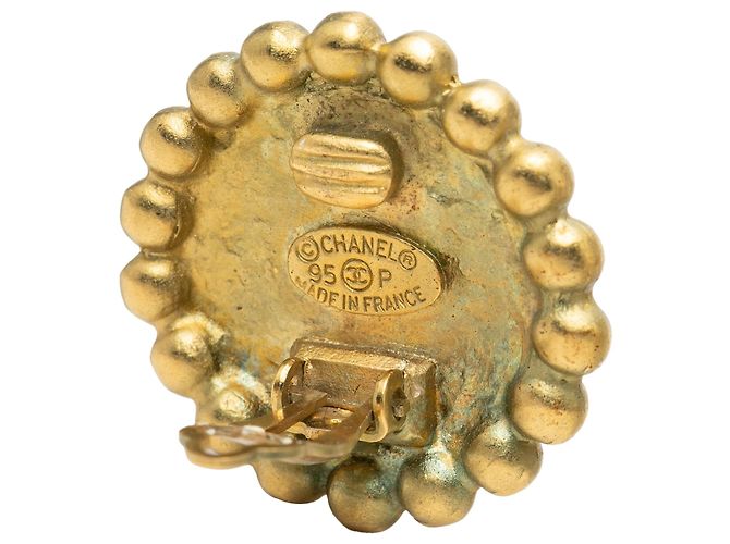 Orecchini a clip rotondi Chanel CC placcati oro - vista 3
