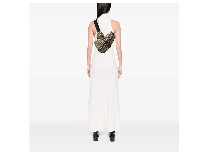 Borsa a tracolla Saddle in tela Dior Oblique blu - vista 6