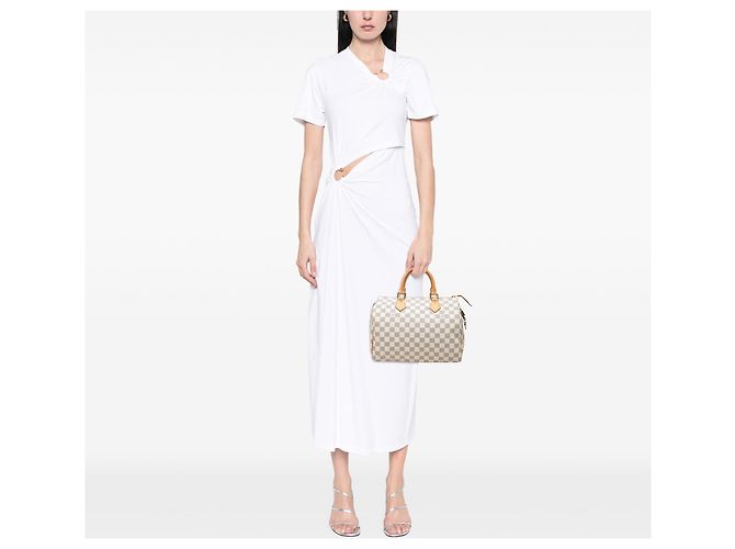 White Louis Vuitton Damier Azur Speedy 30 Boston Bag - view 6