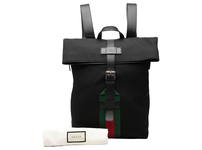 Zaino Gucci Canvas Techno Web con patta nero - vista 7