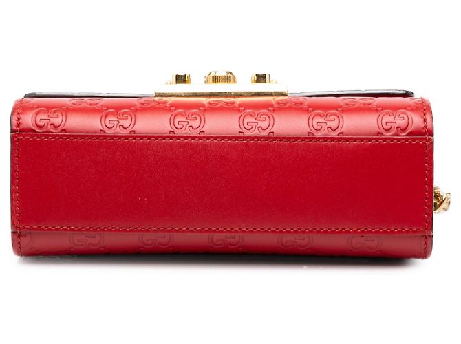 Padlock Borsa a tracolla Gucci Small Guccissima con lucchetto rossa - vista 3