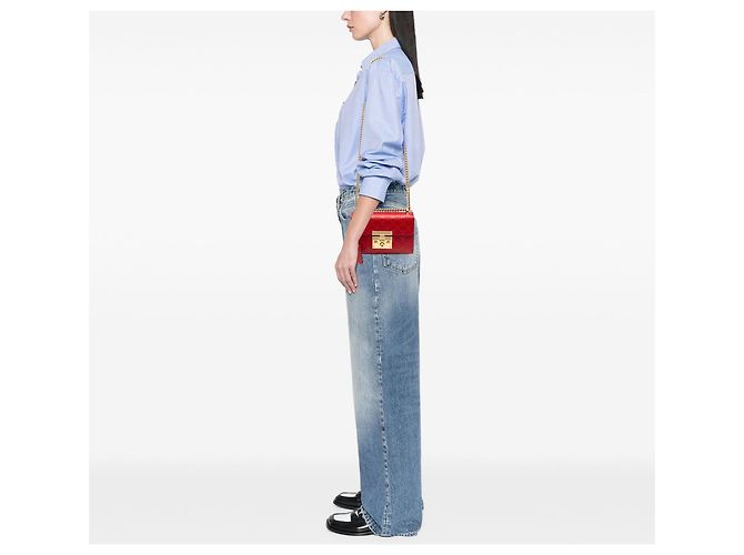 Padlock Borsa a tracolla Gucci Small Guccissima con lucchetto rossa - vista 6