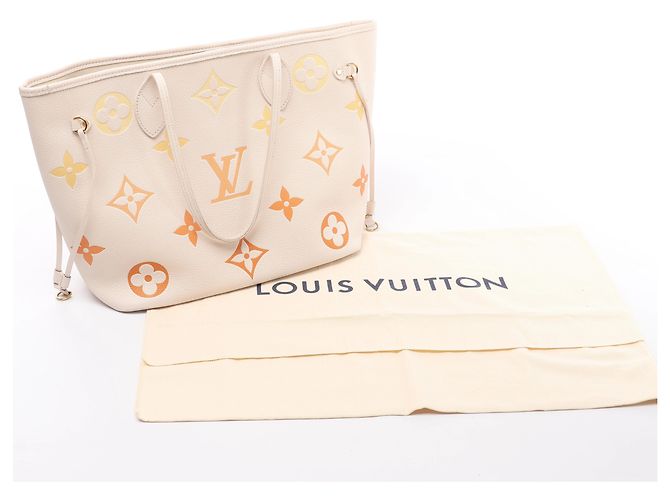 Borsa a tracolla Louis Vuitton Neverfull MM Monogram Empreinte Gradient in Beige M46516 - vista 13