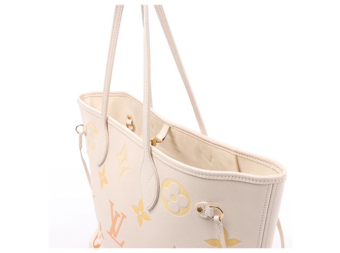 Borsa a tracolla Louis Vuitton Neverfull MM Monogram Empreinte Gradient in Beige M46516 - vista 3