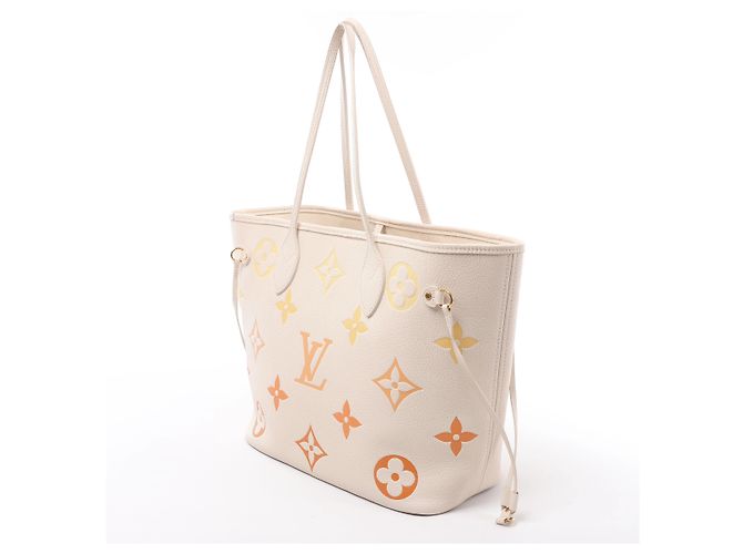 Borsa a tracolla Louis Vuitton Neverfull MM Monogram Empreinte Gradient in Beige M46516 - vista 4