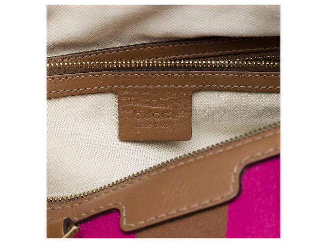 Borsa Boston Satchel Gucci Medium GG Canvas Web Joy Beige - vista 5