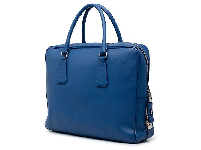 Borsa business Prada Saffiano blu - vista 2