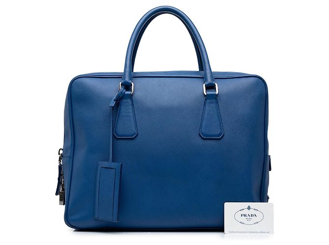 Borsa business Prada Saffiano blu - vista 7