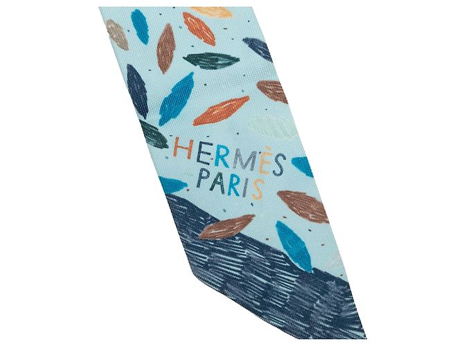 Twilly in seta Hermès Chacun Fait Son Nid Blu - vista 2