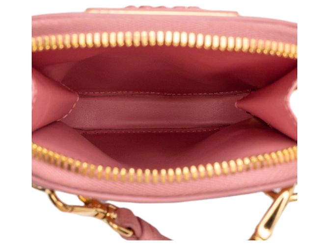 Borsetta per telefono Prada Lux in Saffiano rosa decorata - vista 4