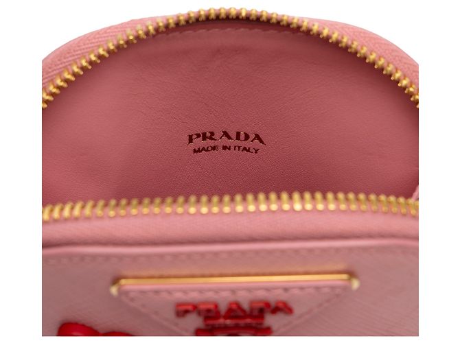 Borsetta per telefono Prada Lux in Saffiano rosa decorata - vista 5