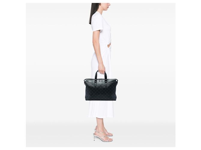Borsa Business Explorer Louis Vuitton Monogram Eclipse Nero - vista 5