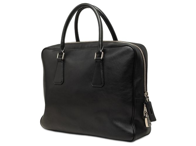 Borsa da lavoro Prada Vitello City Briefcase Nera - vista 2