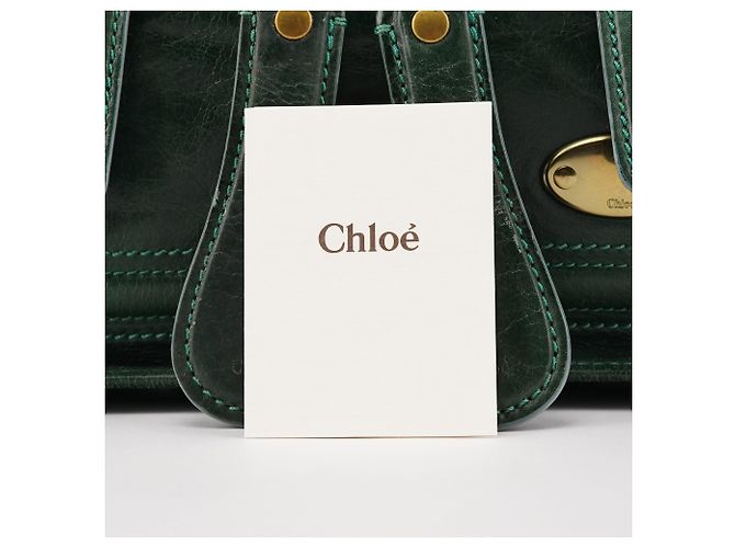 Chloé Borsa Bay 2-Way in pelle verde - vista 13
