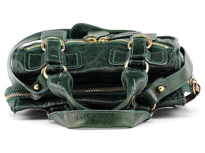 Chloé Borsa Bay 2-Way in pelle verde - vista 4