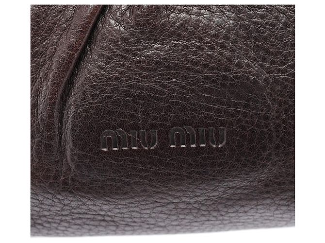 Miu Miu Borsa a tracolla e pochette in pelle craquelé marrone - vista 6