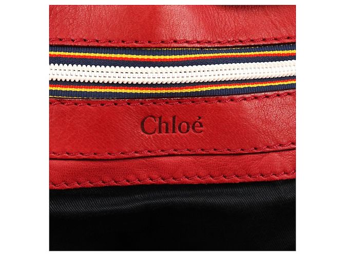 Chloé Borsa Tote Patsy in pelle rossa borchiata con logo - vista 11